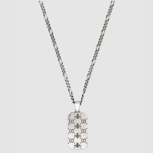 Gucci Unisex GG and Bee Engraved Dog Tag Necklace